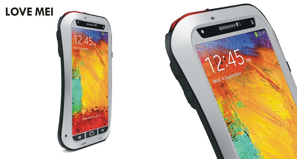 LOVE MEI Powerful Small Waist Water Resistant Shockproof Dust/Dirt/Snow Proof Aluminum Metal Outdoor Heavy Duty Case Cover for Samsung Galaxy Note 3