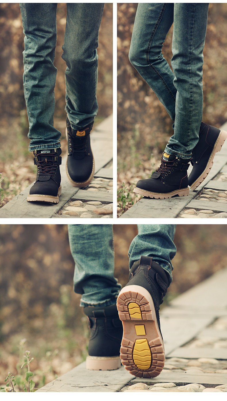 Waterproof Leather Work Boots For Men Winter Fleece Lined_voghion.com