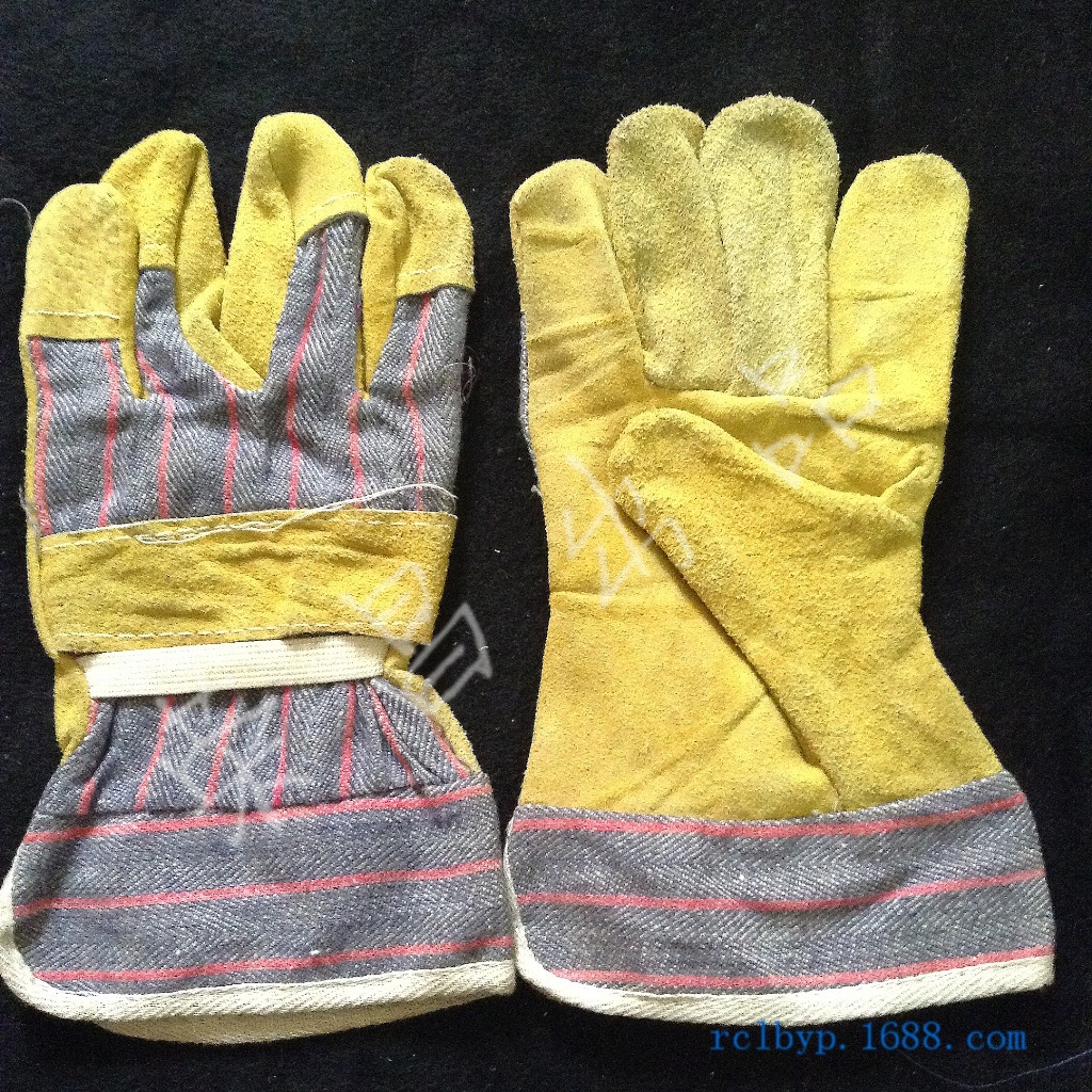 批发 牛皮大红筋手套 防震防割 普通劳保 常用作业手套 做工好