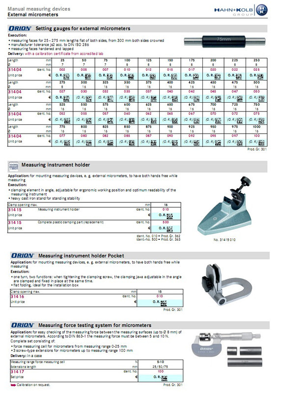 哈恩库博 千分尺校验规  平行平晶组套