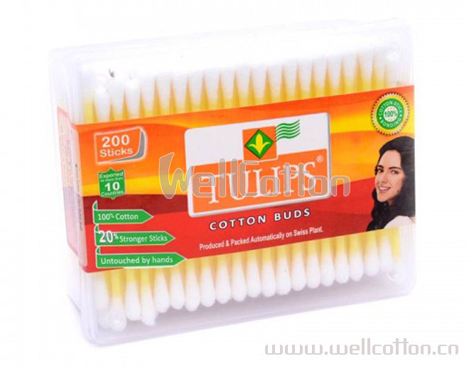 200pcs plastic stick cotton bu