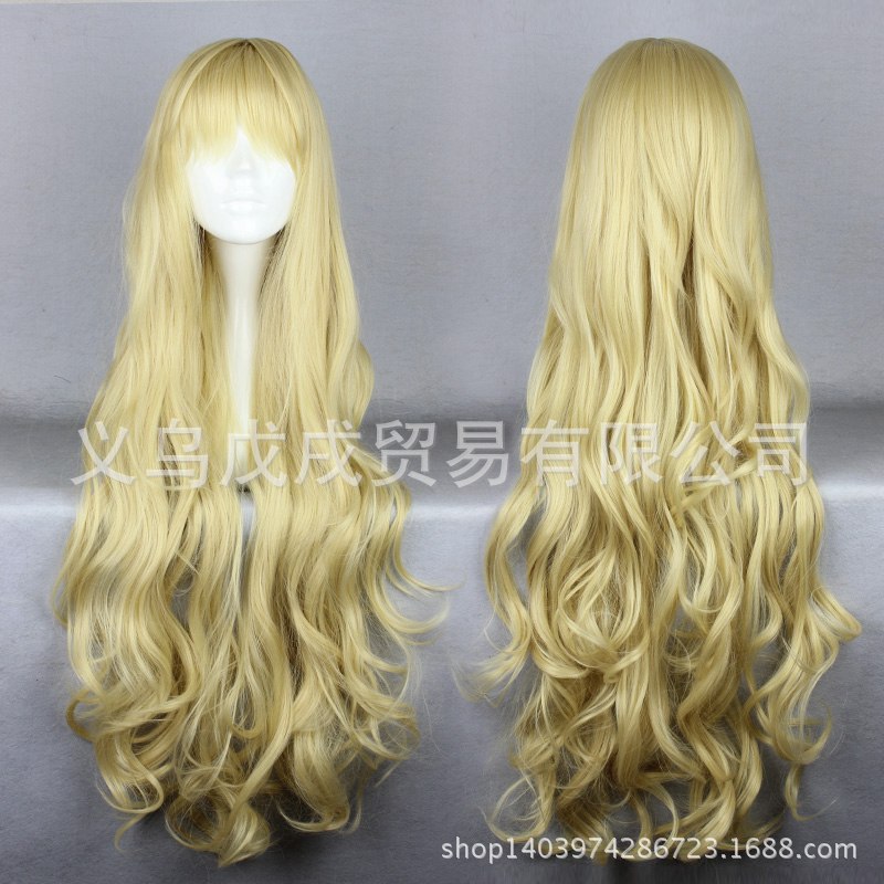 Universal curly golden beige wig