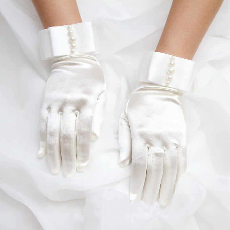 Satin Fabric Type Women's Simple Style Solid Color Satin Gloves 1 Pair