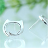 Cartoon earrings, doll, fresh accessory, silver 925 sample, cat, wholesale