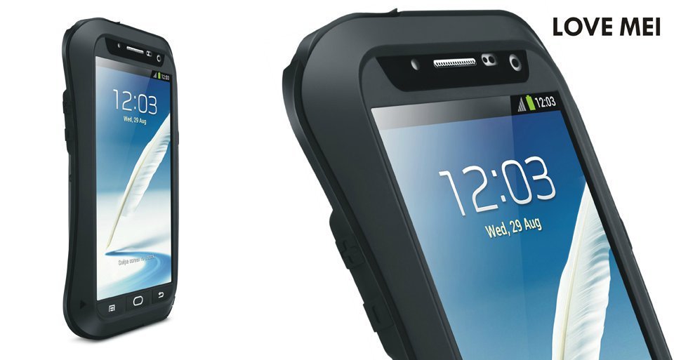 LOVE MEI Powerful Small Waist Water Resistant Shockproof Dust/Dirt/Snow Proof Aluminum Metal Outdoor Heavy Duty Case Cover for Samsung Galaxy Note 2