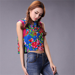 麻凡佈衣 2014春季新款大染坊純棉佈雙層麵料帶帽馬甲名族風