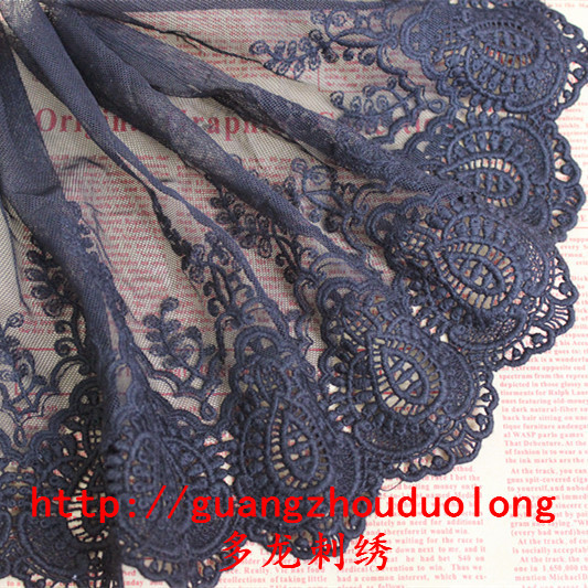1024232服饰辅料家纺蕾丝花边水溶+网纱刺绣掀布宽21厘米