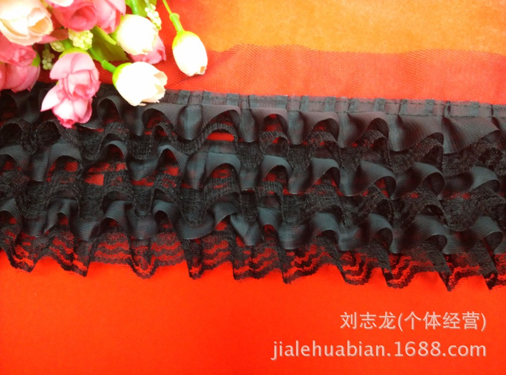 6层柔软蕾丝雪纺立领花边