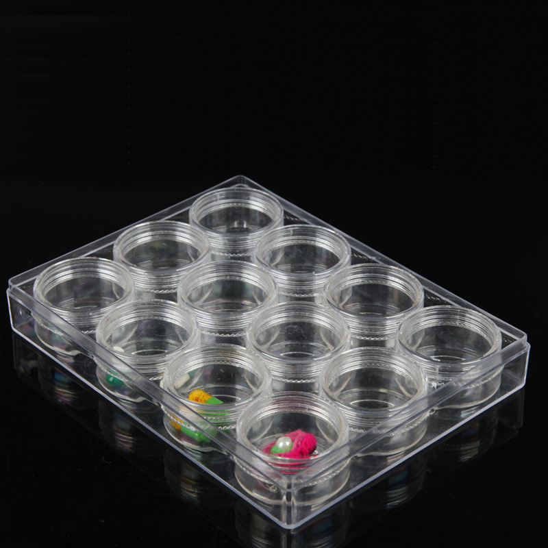 食品级ps材质透明10克塑料瓶 12套装饰品首饰收纳塑料分装瓶