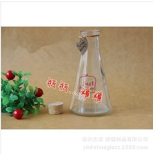 新款350ml錐形玻璃冷泡茶瓶，飲料瓶，玻璃奶茶瓶，玻璃瓶子