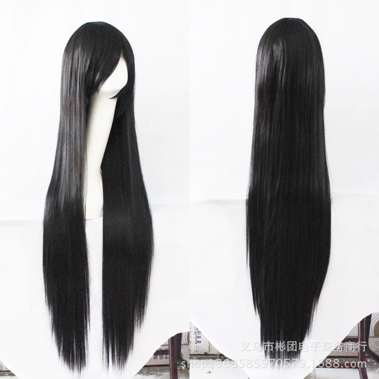 Low price promotion cosplay wig 100cm straight hair high temperature silk Yan Moai/Black long straight hair classical wig