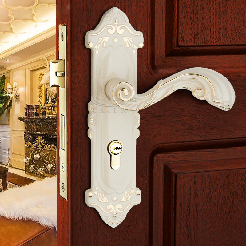 European style Ivory indoor bedroom Door lock Kirsite Handle lock 58 Mute household General type Mechanical locks