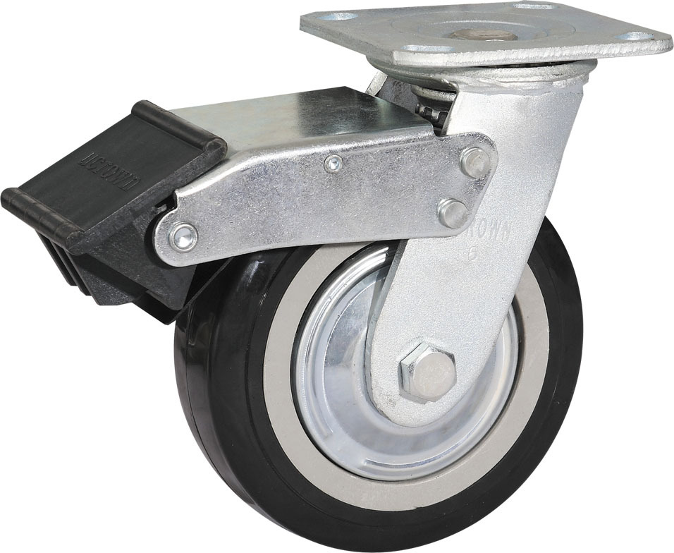 轮子 6寸重型聚氨脂万向带刹车轮优冠脚轮厂家直销黑色PU轮静音轮