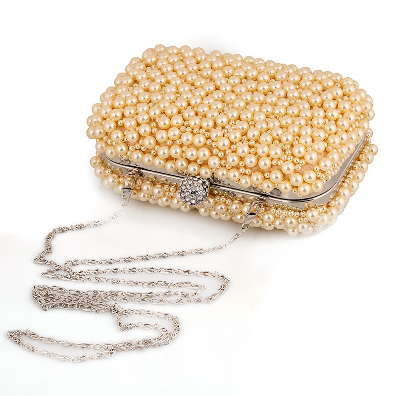 Exquisite Dinner Bag Pearl Bag Clutch Bag Fashion Crafts Gift Gold Package display picture 5