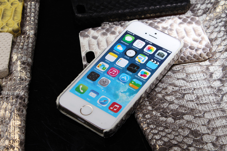i-idea Handmade Luxury Genuine Real Python Snake Back Skin Leather Case Cove for Apple iPhone SE/5S/5