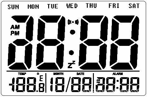 DL8056:热钟IC,英文星期,时间,闹钟时间,月日,温度同屏IC