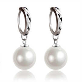 正圆淡水珍珠耳坠 925银珍珠耳饰 韩版时尚款耳圈耳钉 HFY-88