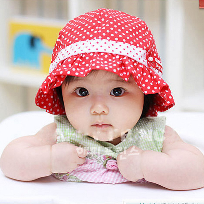 婴儿帽子秋冬款韩版可爱细点子糖果色渔夫帽胎帽韩国公主帽子批发