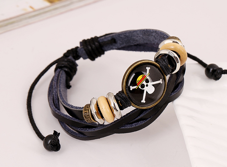 New bracelet beaded leather bracelet wholesale retro bracelet time gem leather bracelet