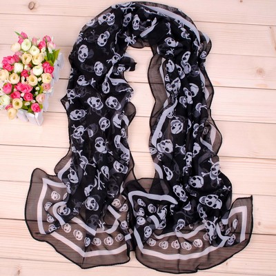 classic pirate Skull have more cash than can be accounted for Chiffon Silk scarf wholesale Yiwu Autumn and winter scarf