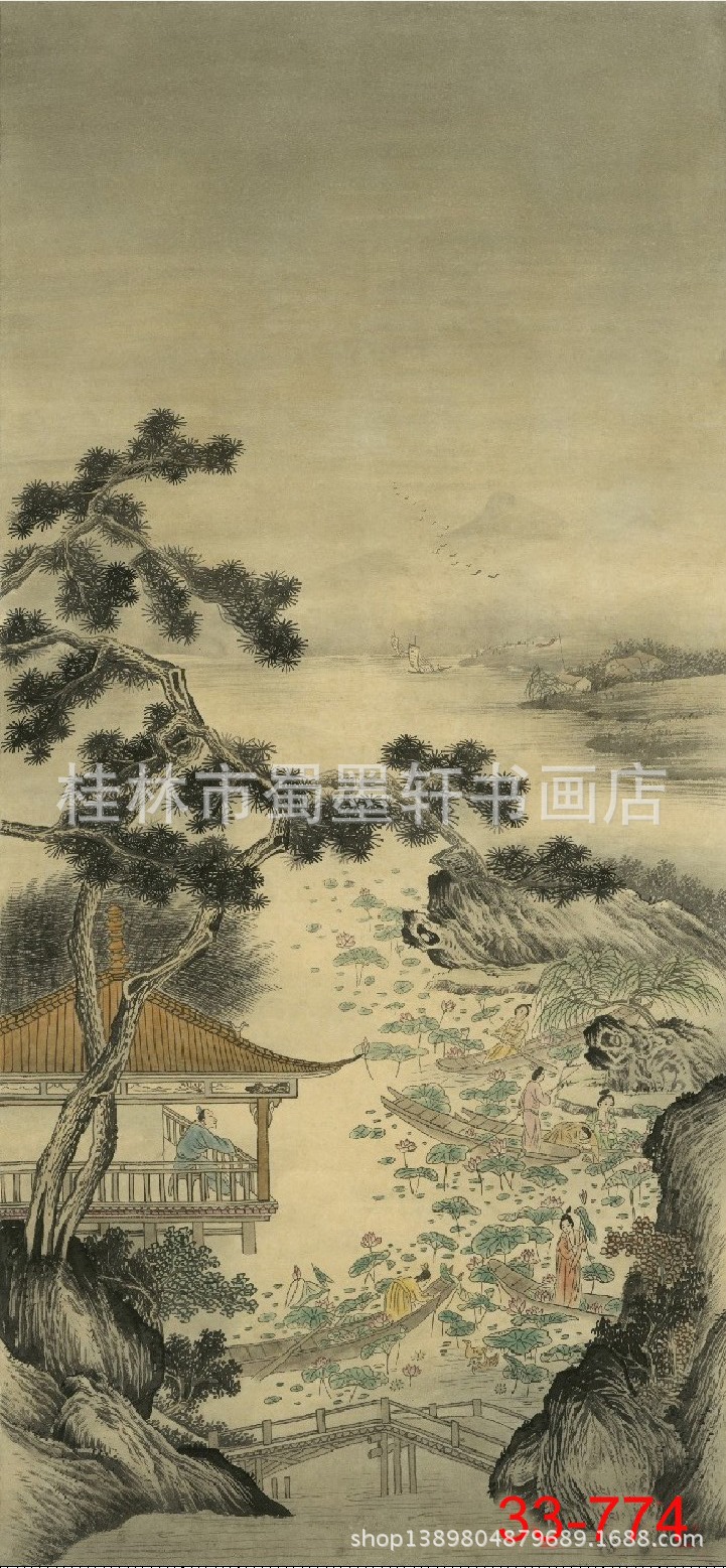 国画批发 字画 仿古山水画 三尺竖幅33-774装饰画 高仿真画芯批发