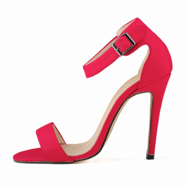 102-3 Europe and the United States classic round buckles, leather high heels, night club sandals, wedding banquet, single shoes.
