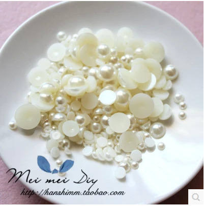 DIY handmade jewelry accessories wholesale flat semicircle Pearl patch mobile phone beauty resin Pearl patch
