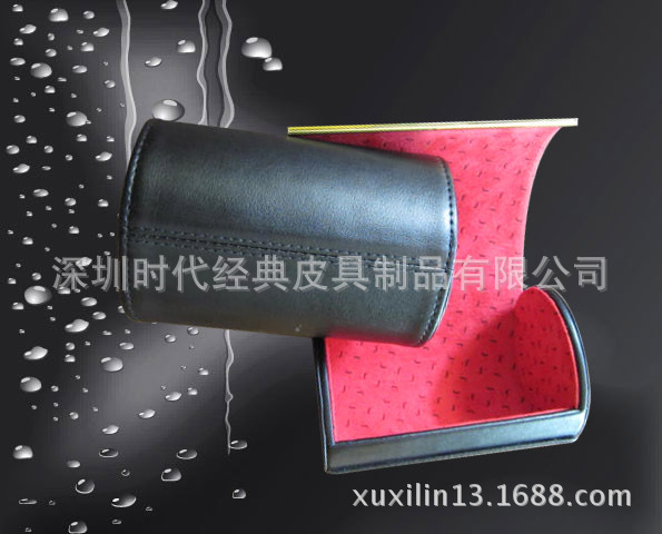 2020商务pu领带8CM皮革圆筒礼盒装黑红色领带盒定制领结盒韩版