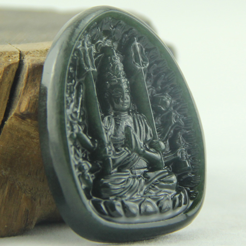 Rejuvenate yuzhai wholesale supply Nephrite  Sapphire Patron saint Natal Buddha Pendant Jade pendant