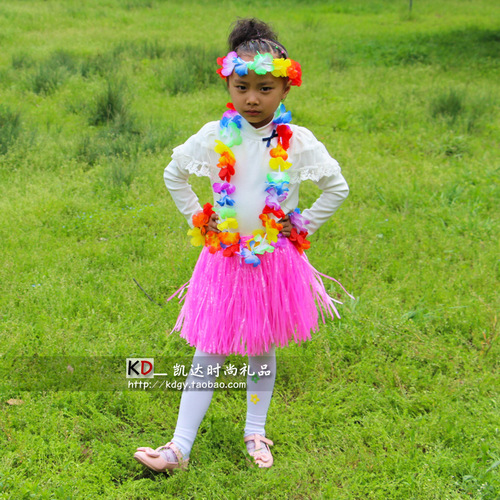 Kai Feng Party Adults and Children Hawaiian Hula Garland 6-piece Set Festival Stage Performance Costumes and Props
