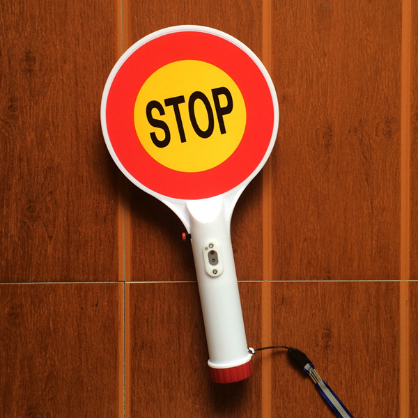 双路手举手持充电式LED交通标志停车灯，指示牌 警示牌 标志牌