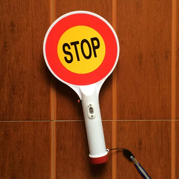 双路手举手持充电式LED交通标志停车灯，指示牌 警示牌 标志牌