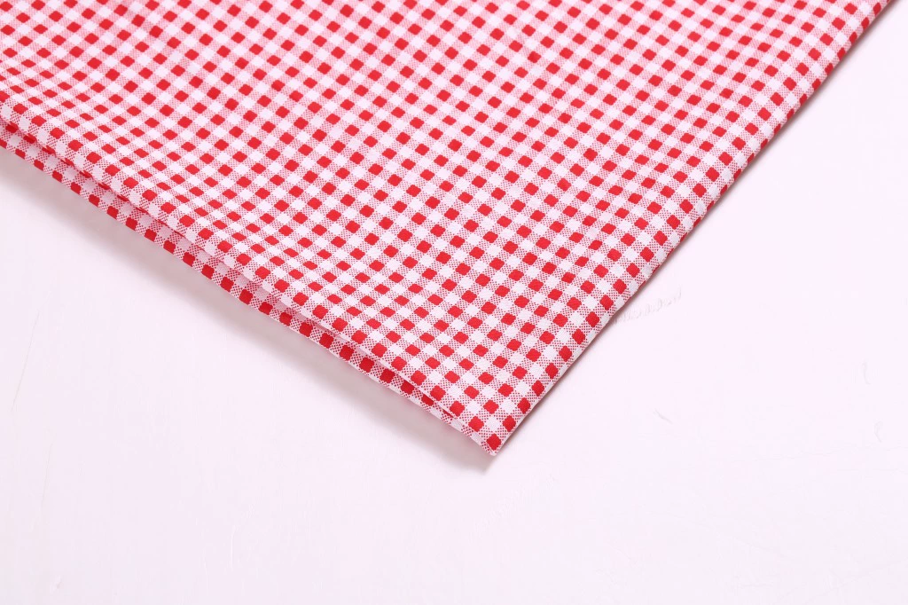 Gingham polyester fabric, small check, flat-grain, multipurpose for clothing & crafts