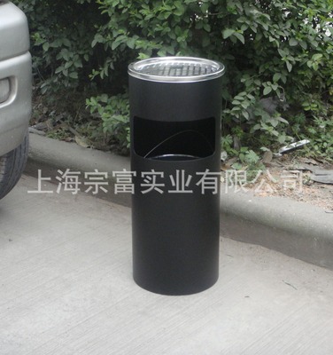 black indoor Stainless steel Trash Cylindrical hotel hotel Trash Shanghai Manufactor Direct selling