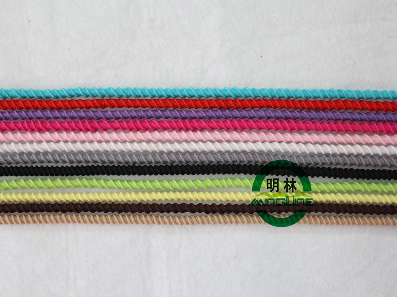 明林花边弹力绳 2.5mm彩色松紧带 国产包芯弹力绳松紧带