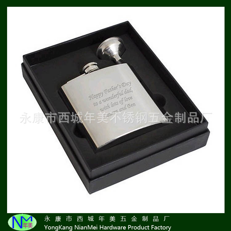 6OZ  一个酒壶一个漏斗不锈钢酒壶酒礼品套装
