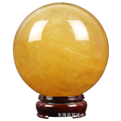 批发天然黄水晶球原石黄色摆件家居饰品水晶工艺品|ru