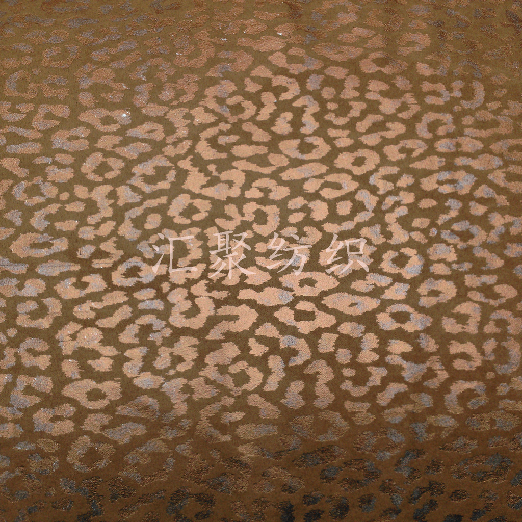 麂皮绒豹纹烫金布 烫金面料