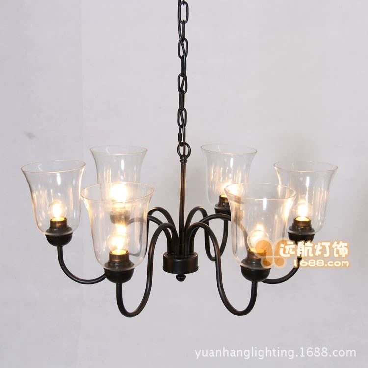 Country lights for living room, creative glass lampshade, ceiling lamp, American style