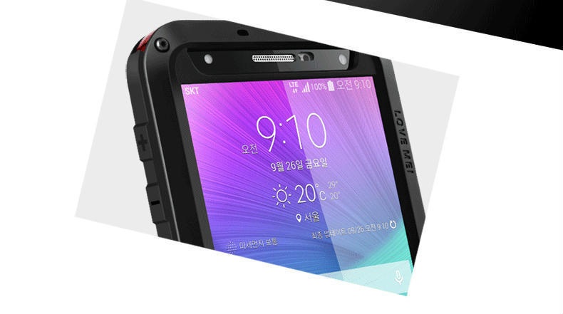 LOVE MEI Powerful Water Resistant Shockproof Dust/Dirt/Snow Proof Aluminum Metal Outdoor Heavy Duty Case Cover for Samsung Galaxy Note 4