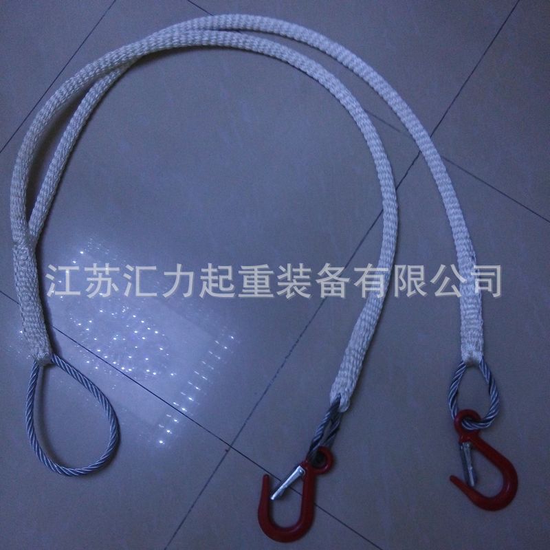 厂家供应尼龙吊绳3t3m、两叉钩式尼龙编织吊装绳、圆形吊装绳