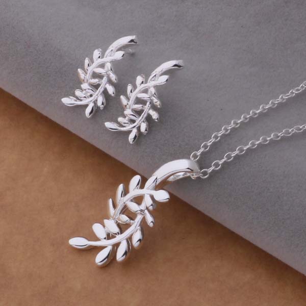 外贸首饰批发 镀925纯银套装 耳环 项链 创意树枝 欧美时尚