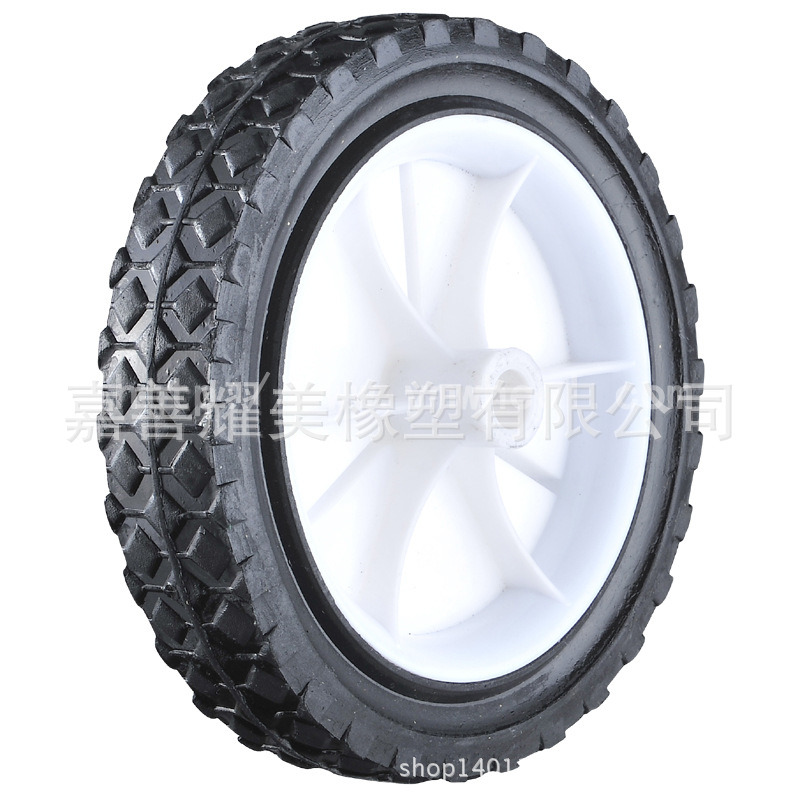 嘉善耀美供应7寸工具车实心橡胶轮  航空箱免充气轮胎轮  橡塑轮