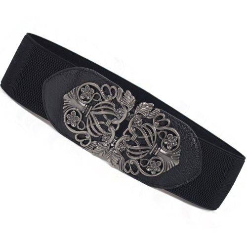 Hot-selling Korean style palace retro carved wide belt for women, versatile elastic waistband, wide belt wholesale