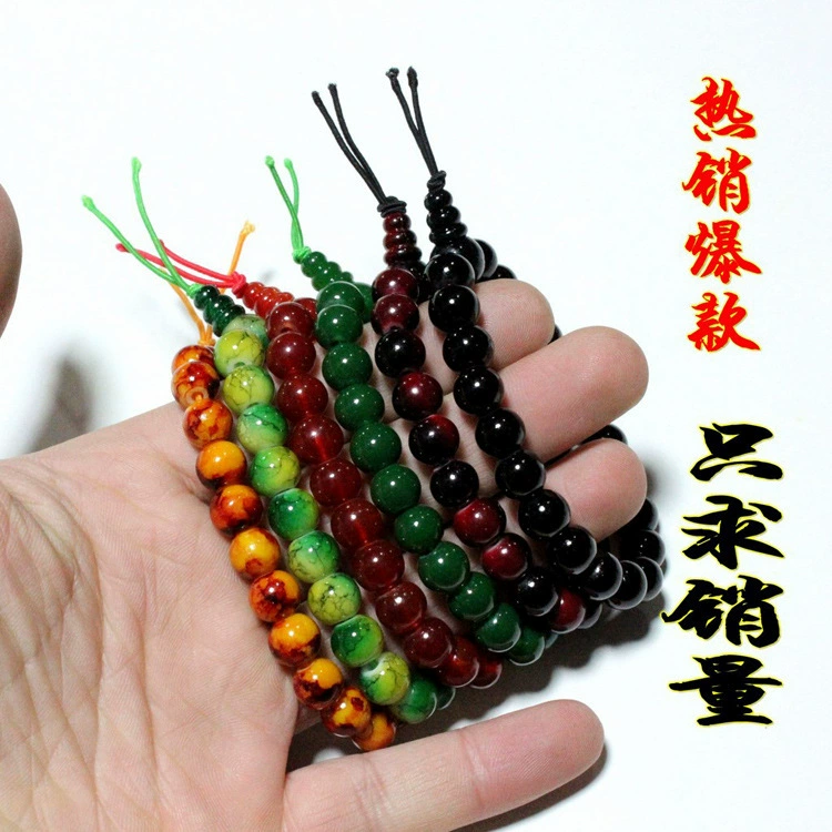 Agate bracelet, rosary with round beads jade, 10mm