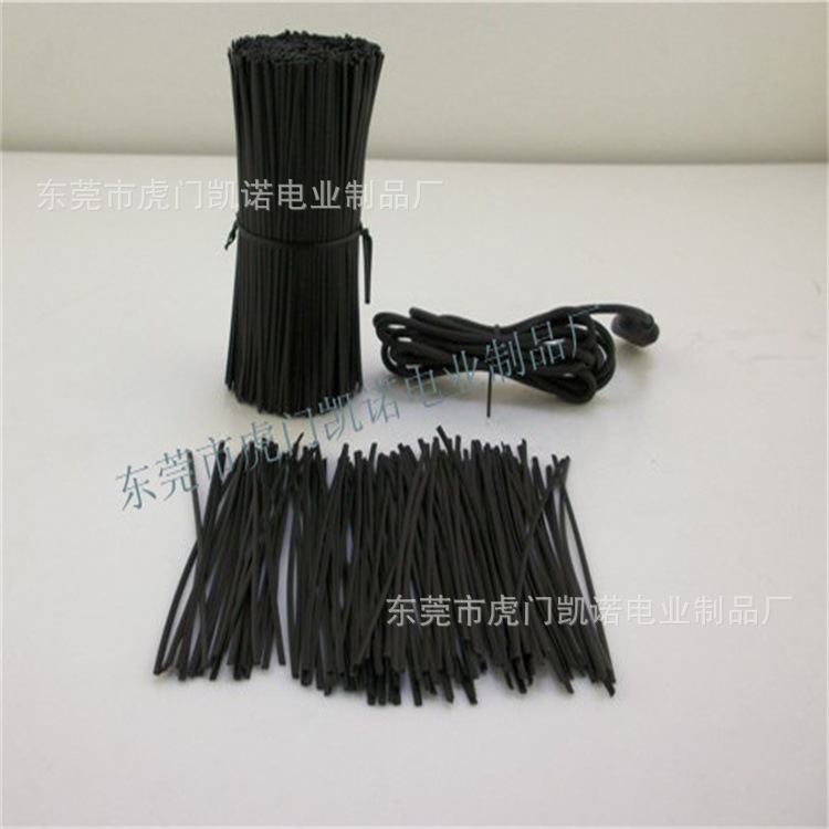 厂家现货供应PE黑色椭圆扎线带 扁扎带 包胶铁线耳机扎带