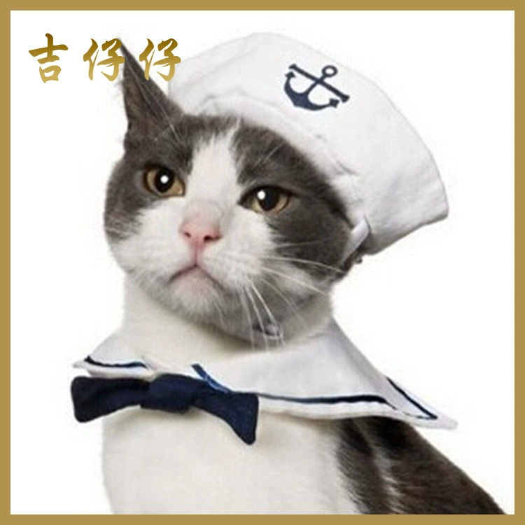 Jizai товары для домашних животных фабрика оптом галстук-бабочка военно-морской флот костюм моряка кошка теплые украшения шляпа для собак