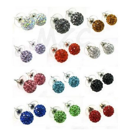 Серьги, керамика, 10 мм, инкрустированы diamonds