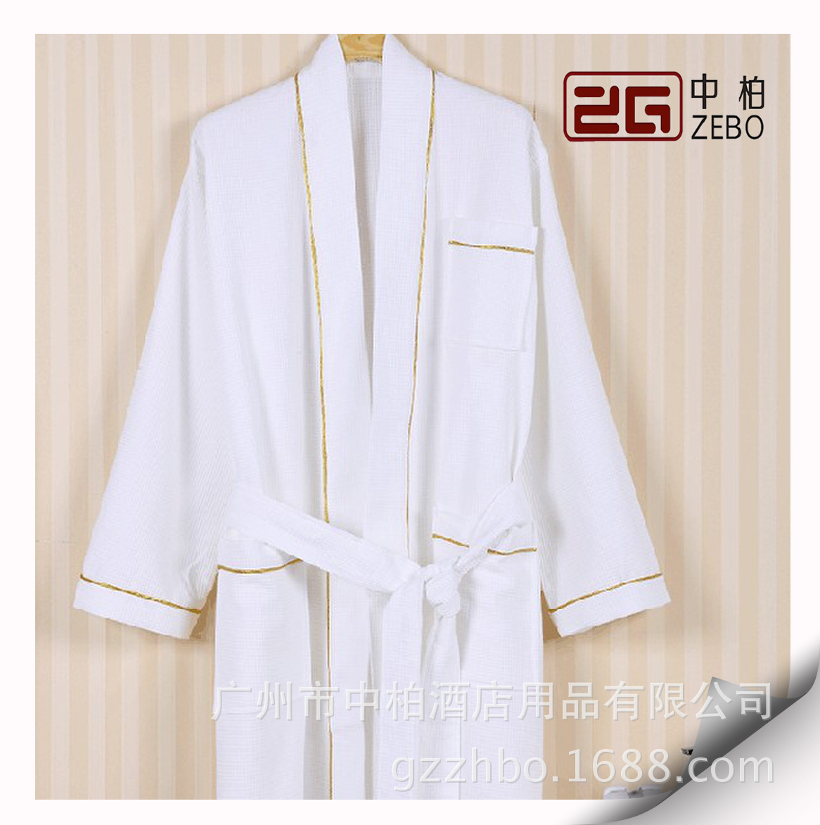酒店浴袍纯棉白色 美容院会所温泉浴衣外贸夏季睡袍 华夫格浴袍