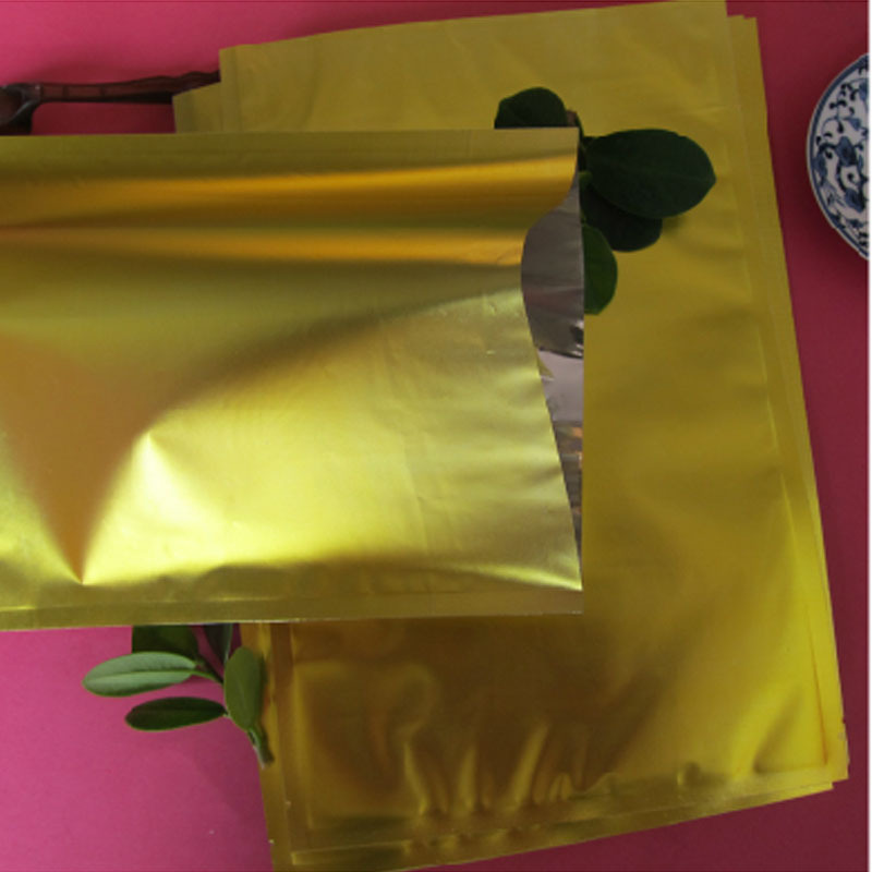 厂家批发12*18cm金色哑铝箔复合袋化妆品平口袋茶叶袋1个价